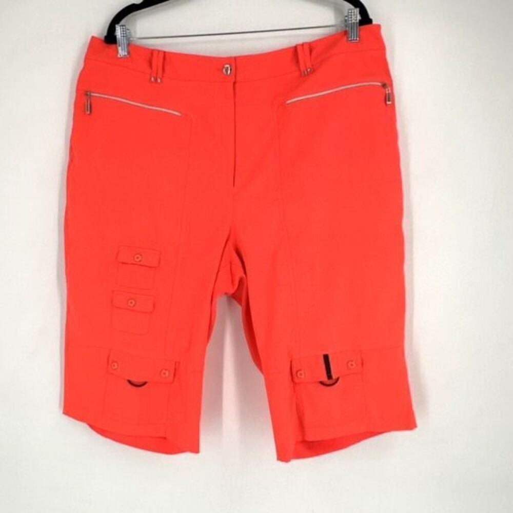 Jamie Sadock Neon Orange‎ Multi-pocket Bermuda Length Shorts Size 18 Plus